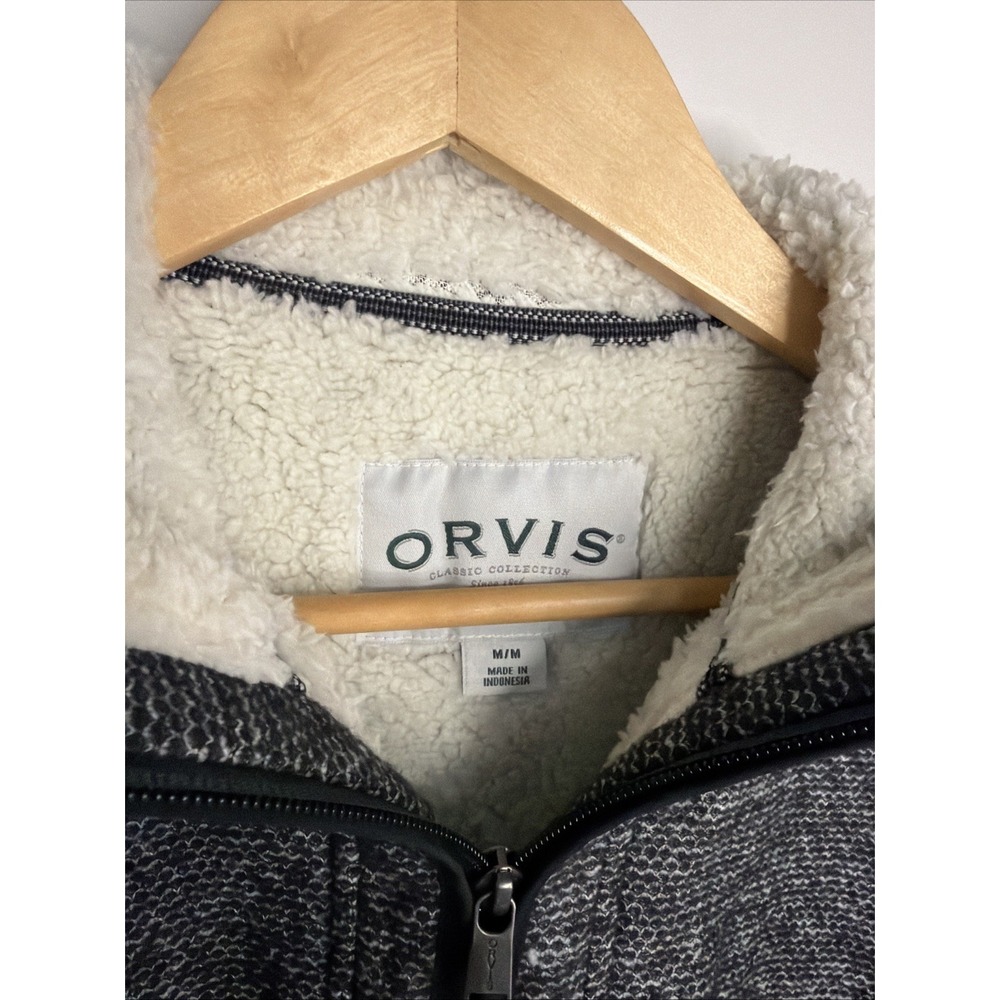 Orvis Sherpa Lined 1/4 Quarter Zip Pullover‎ Hiking Sweater Fleece Mens M Black